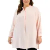Anne Klein Plus Size Longer Length Nehru Tunic In Pink