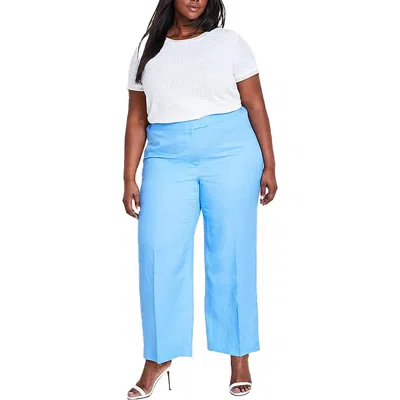 Anne Klein Plus Womens Textured High Rise Wide Leg Pants In Multi