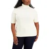 Anne Klein Short Sleeve Turtleneck Sweater In Beige