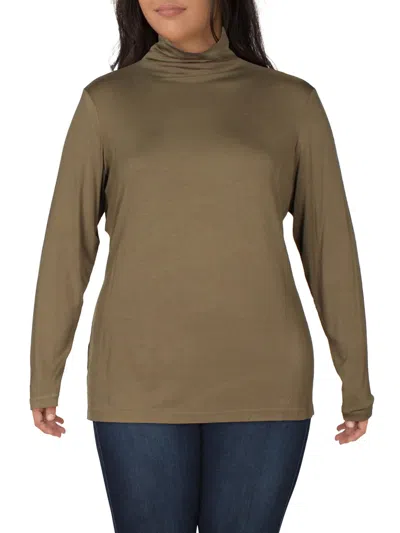 Anne Klein Plus Womens Turtleneck Sweater In Green
