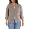 Anne Klein Plus Womens Zipper Polyester Collarless Blazer In Gray