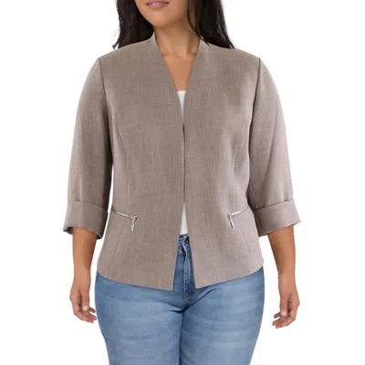 Anne Klein Plus Womens Zipper Polyester Collarless Blazer