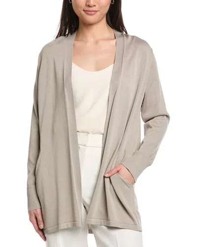 Anne Klein Pocket Cardigan In Gray