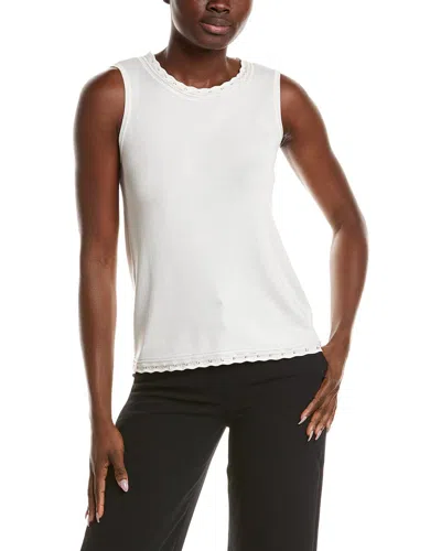 Anne Klein Pointelle Trim Sweater Tank In White