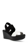 Anne Klein Poli Strappy Platform Wedge In White/ Black