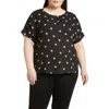 Anne Klein Polka Dot Blouse In Anne Black/ Latte