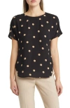 Anne Klein Polka Dot Blouse In Black