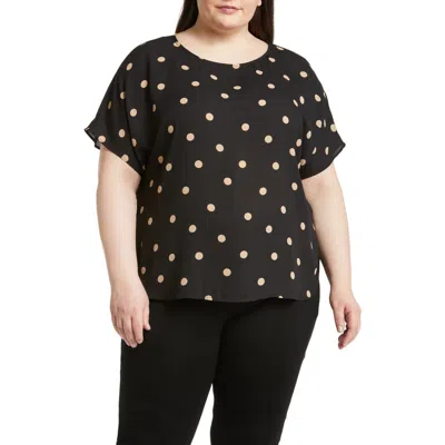 Anne Klein Polka Dot Blouse In Anne Black/latte