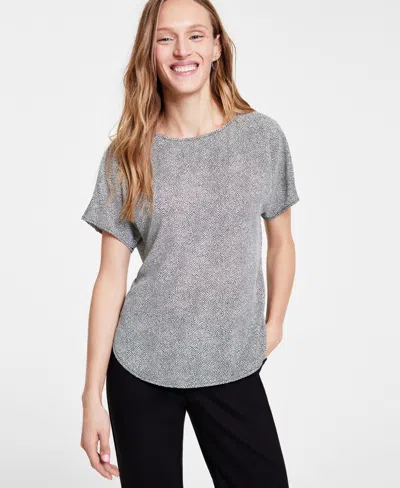 Anne Klein Polka-dot Boat-neck Blouse In Anne White,anne Black