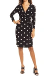 Anne Klein Nomad Womens Polka Dot Knee Wrap Dress In Black