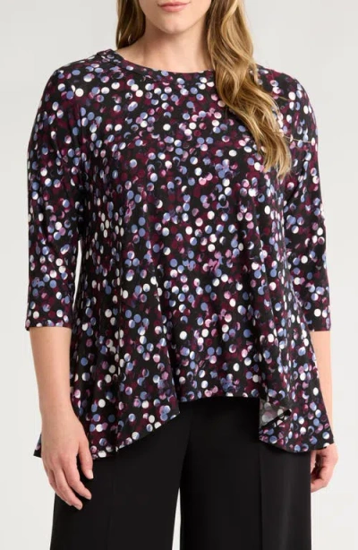 Anne Klein Polka Dot Knit Tunic Top In Deep Plum Multi