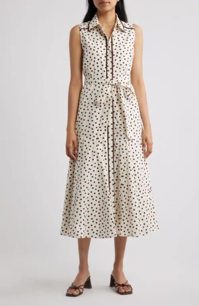 Anne Klein Polka Dot Midi Shirtdress In White