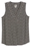 Anne Klein Polka Dot Pleat Front Shell In Anne Black/white