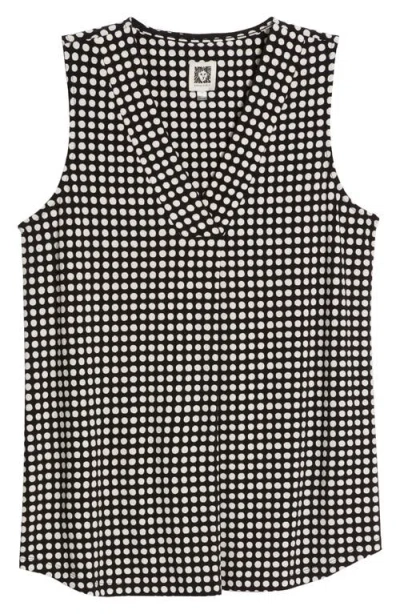 ANNE KLEIN ANNE KLEIN POLKA DOT PLEAT FRONT SHELL