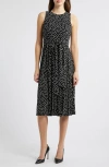 Anne Klein Polka Dot Pleat Skirt Midi Dress
