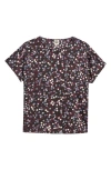 Anne Klein Polka Dot Short Sleeve Top In Anne Black/ Deep Plum Multi