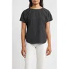 Anne Klein Polka Dot Short Sleeve Top In Black