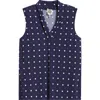 Anne Klein Polka Dot Triple Pleat Sleeveless Top In Blue