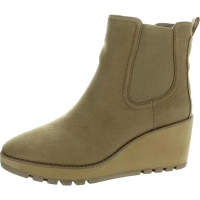 Anne Klein Portia Womens Zipper Microfiber Wedge Boots In Multi