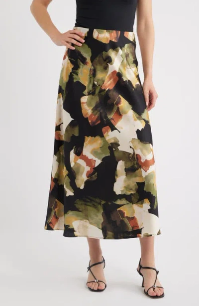 Anne Klein Print Flare Maxi Skirt In Multi