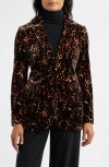 Anne Klein Print One-button Blazer In Brown