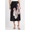 Anne Klein Print Pull-on Pleated Skirt In Black