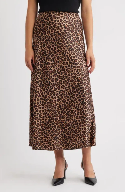 ANNE KLEIN ANNE KLEIN PRINT PULL-ON SATIN BIAS CUT SKIRT