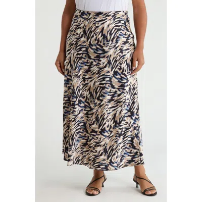 Anne Klein Print Pull-on Bias Flared Skirt In Animal Print