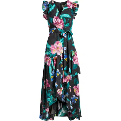 Anne Klein Print Ruffle High-low Maxi Dress In Multi