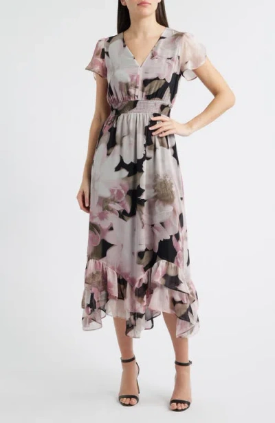 Anne Klein Print Ruffle Midi Dress In Multi