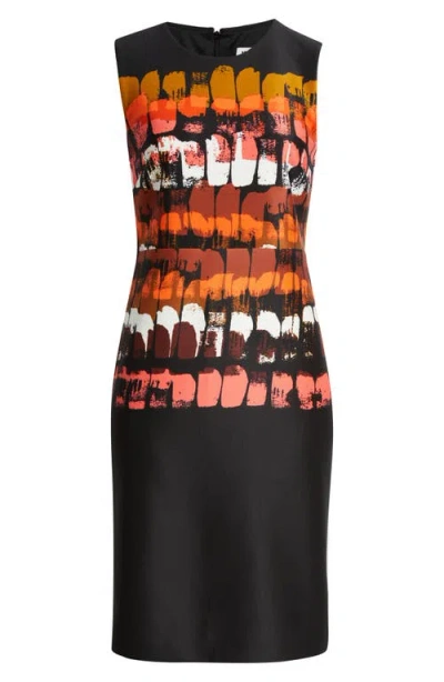 Anne Klein Print Sleeveless Sheath Dress In Black