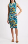 Anne Klein Print Sleeveless Sheath Dress In Green