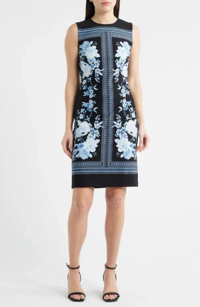 Anne Klein Print Sleeveless Sheath Dress In Black