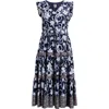 Anne Klein Floral Print Ruffle Tie Waist Maxi Dress In Distant Mountain Multi