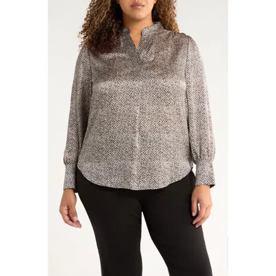 Anne Klein Print Top In Brown