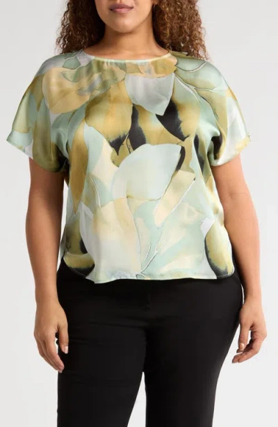Anne Klein Print Top In Soft Aloe Multi