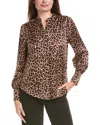 Anne Klein Leopard Print Satin Button-up Shirt In Animal Print
