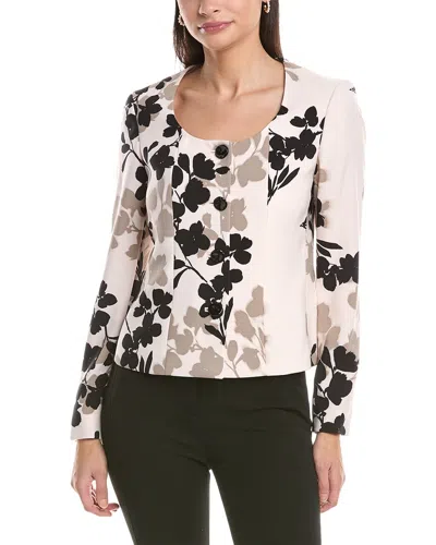 Anne Klein Printed Luster Twill Jacket In Neutral