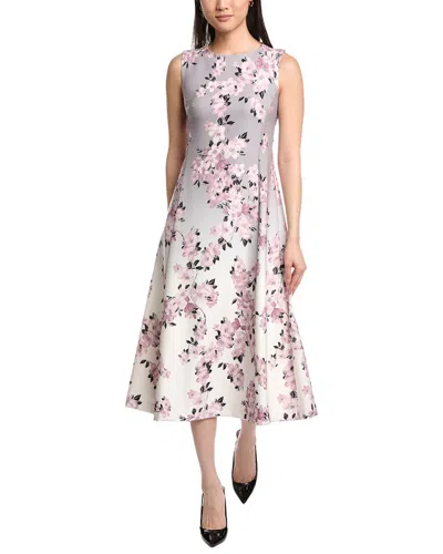 Anne Klein Printed Scuba Midi Dress In Multi