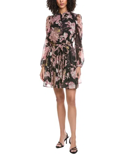 Anne Klein Printed Shirtdress In Black