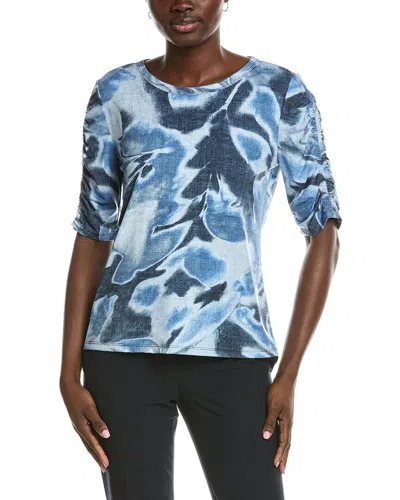 Anne Klein Printed Top In Blue
