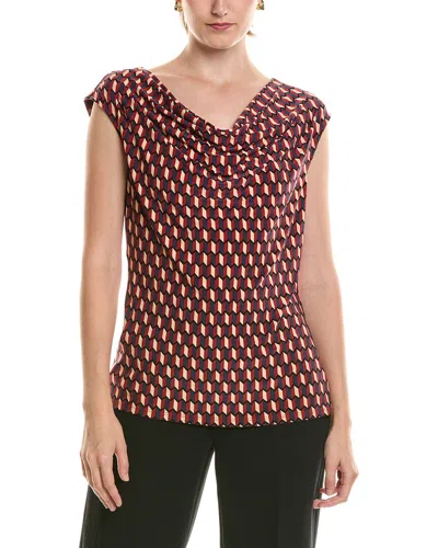 Anne Klein Printed Top In Brown