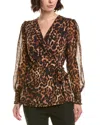 Anne Klein Printed Wrap Top In Animal Print