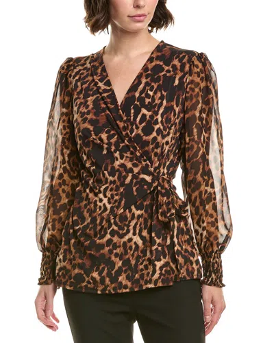 ANNE KLEIN ANNE KLEIN PRINTED WRAP TOP