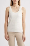 Anne Klein Pucker Wave Knit Scoop Neck Tank In Light Dune