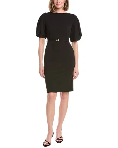 Anne Klein Puff Crepe Midi Dress In Black