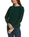Anne Klein Diamond Stitch Sleeve Button Cuff Sweater In Green