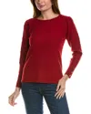 Anne Klein Diamond Stitch Sleeve Button Cuff Sweater In Red