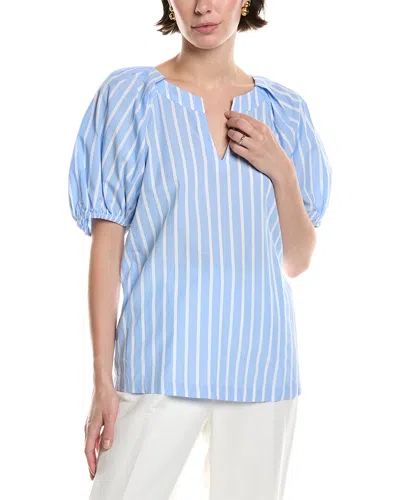 Anne Klein Puff Sleeve Top In Blue