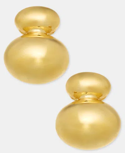Anne Klein Puffy Double Round Button Earrings In Gold